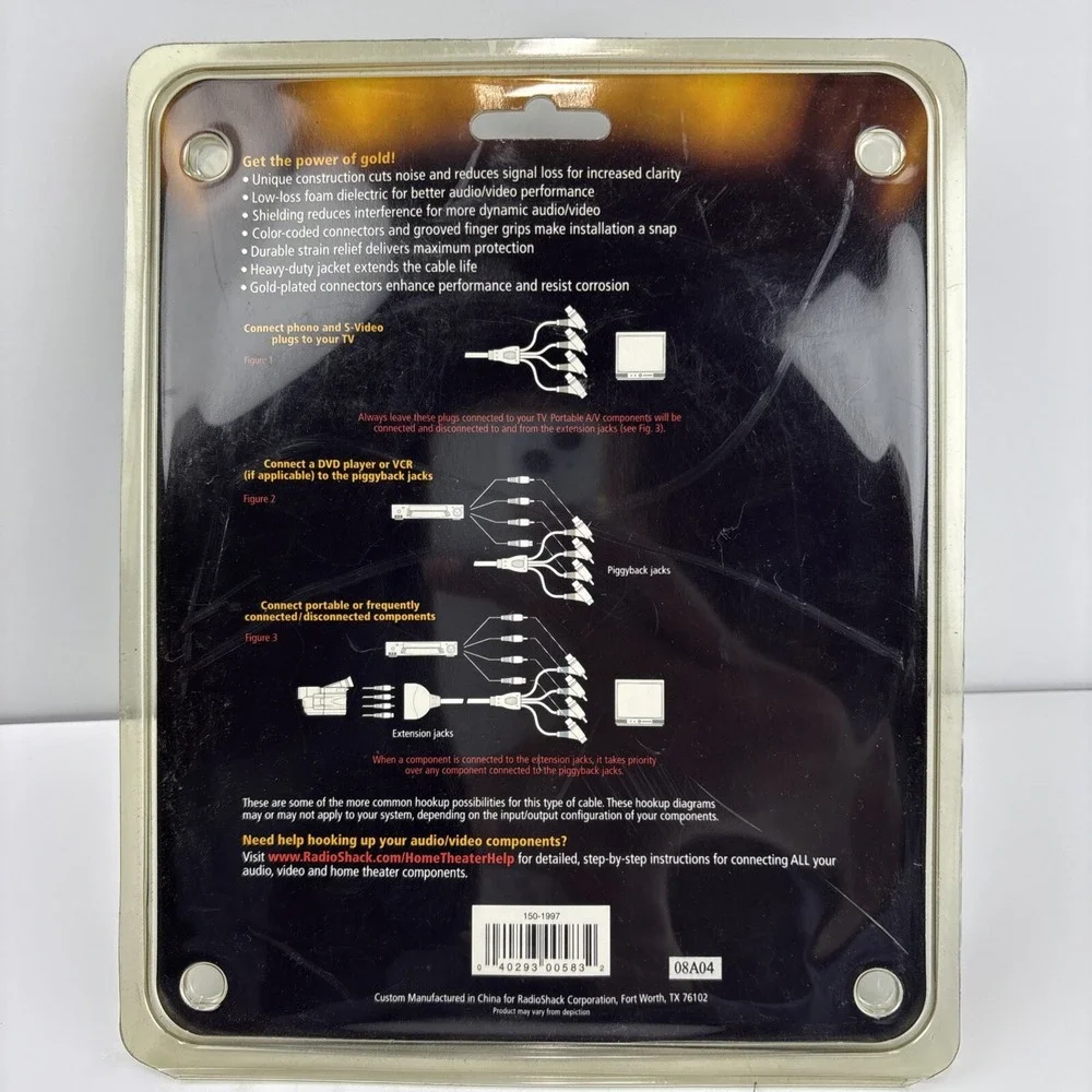 A/V Extend-A-Jack Gold Series‎ 6ft by RadioShack Easy Access To A/V Inputs New